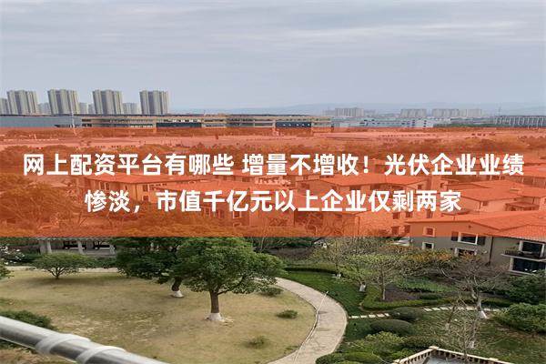 网上配资平台有哪些 增量不增收！光伏企业业绩惨淡，市值千亿元以上企业仅剩两家