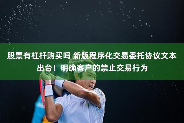 股票有杠杆购买吗 新版程序化交易委托协议文本出台！明确客户的禁止交易行为