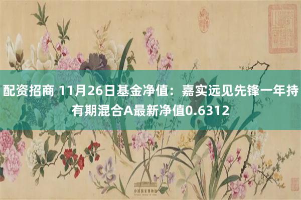 配资招商 11月26日基金净值：嘉实远见先锋一年持有期混合A最新净值0.6312