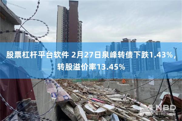 股票杠杆平台软件 2月27日泉峰转债下跌1.43%，转股溢价率13.45%